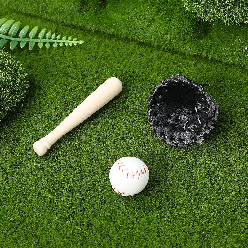 1 Set of Miniature Baseball Bats Gloves Kit Decorative Simulation Tiny House Accessories - Image 2