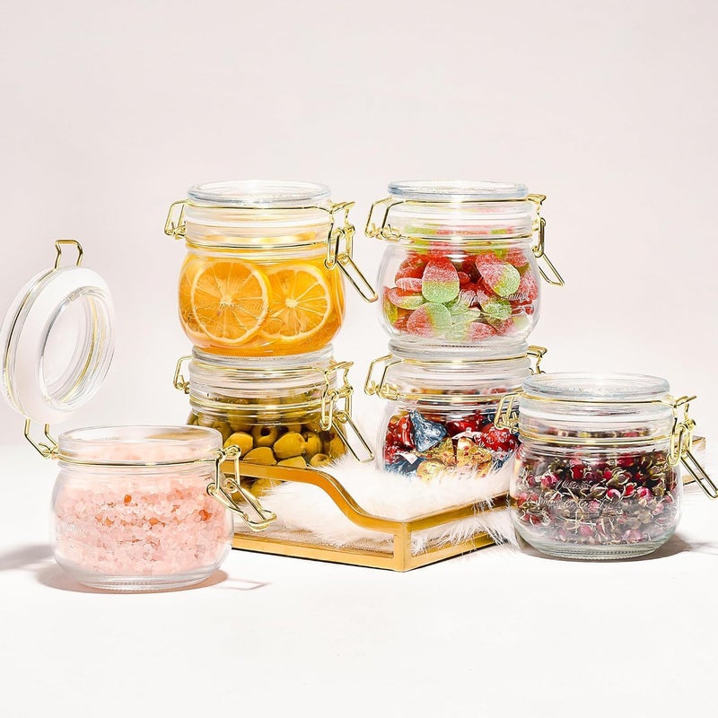Femora Glass Jar, Kitchen Storage Jar, Round Jars, Airtight Steel Lid, 500 ML, Pack of 2 - Image 4
