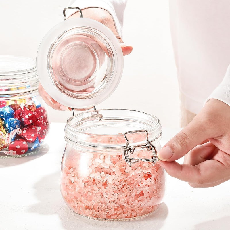 Femora Glass Jar, Kitchen Storage Jar, Round Jars, Airtight Steel Lid, 500 ML, Pack of 2 - Image 3