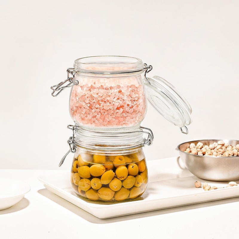 Femora Glass Jar, Kitchen Storage Jar, Round Jars, Airtight Steel Lid, 500 ML, Pack of 2 - Image 1