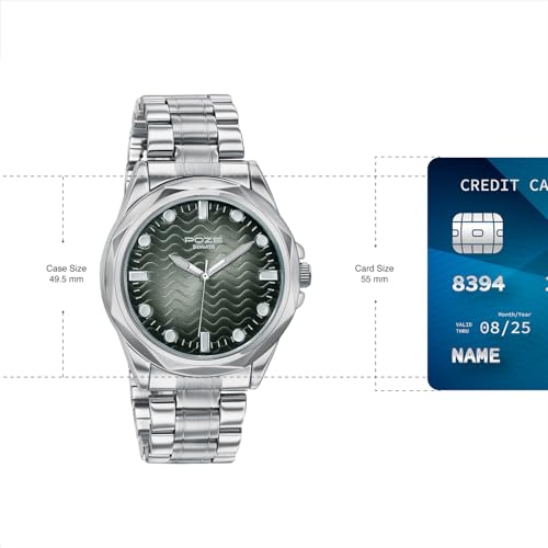 Sonata Poze 7 Analog Green Dial Silver Sheet Metal Strap Watch for Men - SP70088SM02W - Image 3
