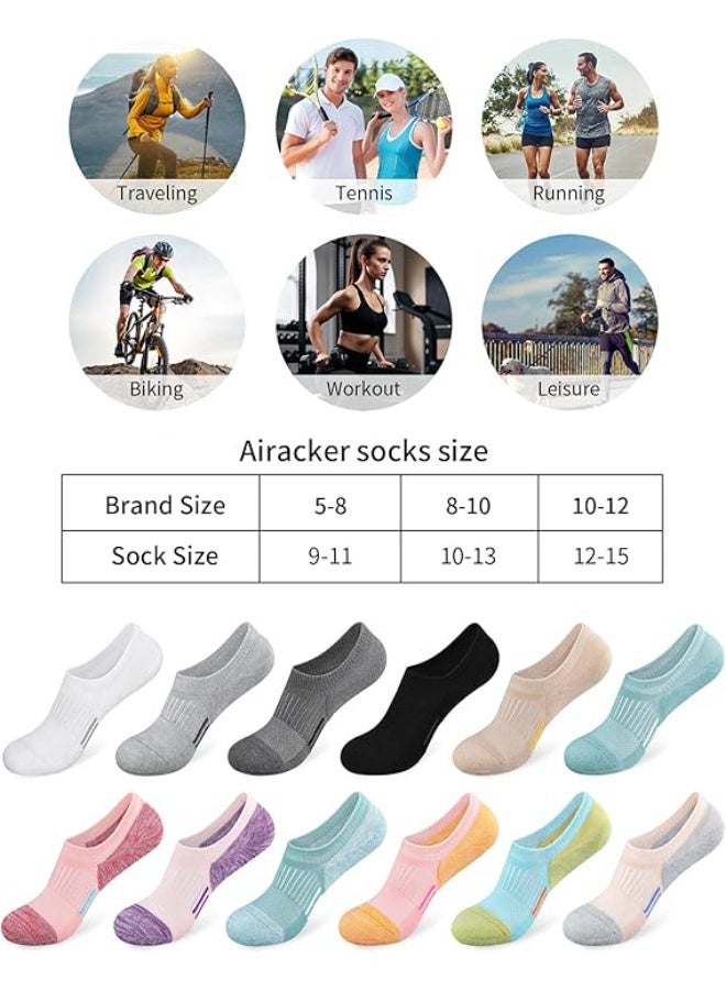 جوارب رياضية لركوب الأقدام مبطنة وقابلة للتنفس منخفضة القطع مع شريط رياضي للرجال والنساء (6 أزواج) - Image 4