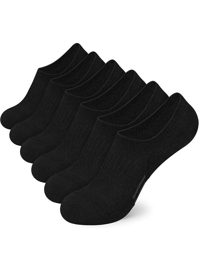 جوارب رياضية لركوب الأقدام مبطنة وقابلة للتنفس منخفضة القطع مع شريط رياضي للرجال والنساء (6 أزواج) - Image 1