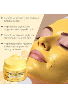 OUHOE OUHOE Vitamin C Face Mask with Kaolin Clay and Turmeric for Dark Spots, Dull Skin, Skincare Facial Mask for Controlling Oil and Refining Pores  - Image 2