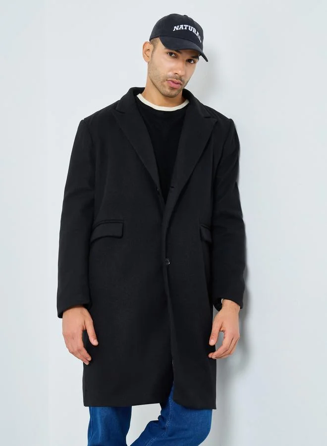 Styli Styli Men Black Oversized Wool Like Coat