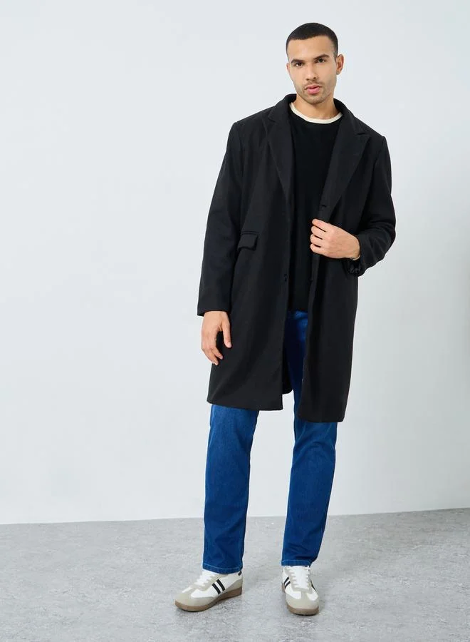 Styli Styli Men Black Oversized Wool Like Coat