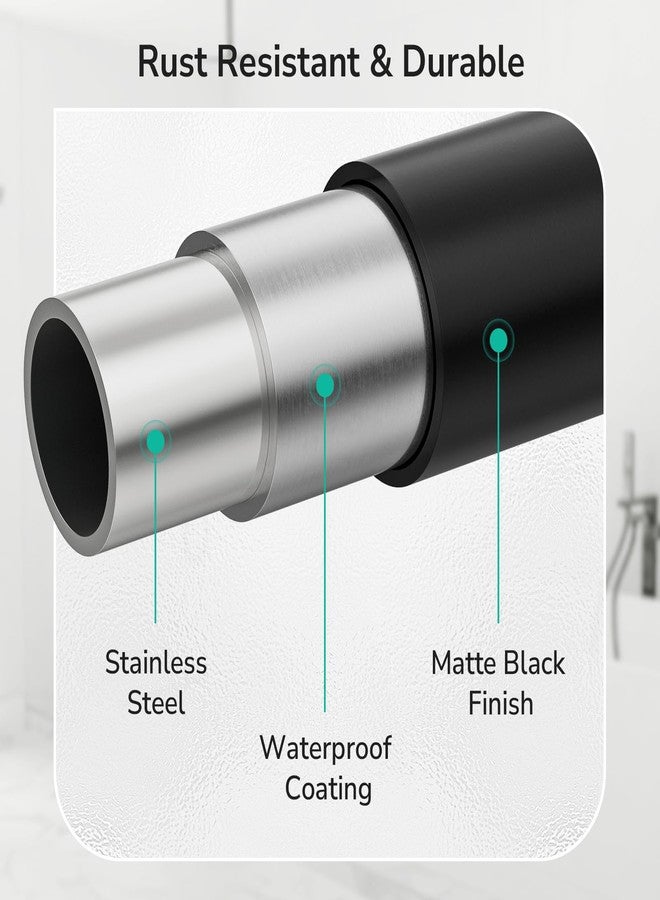 USHOWER Matte Black Shower Curtain Rod 21-78 Inch, Adjustable Spring Tension Shower Rods for Bathroom, Heavy Duty Stainless Steel Tension Rod No Drill, Easy Installation - Image 4