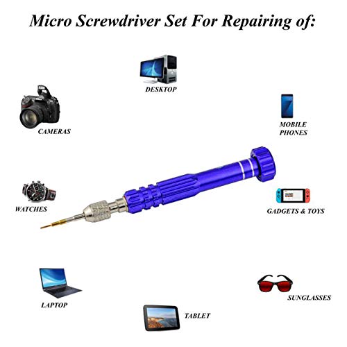 Asraw Micro Screwdriver Set For Mobile, laptop, Camera & Multi-purpose Repairing (T5 / T6 / 1.2/1.5/0.8) Precision Screwdriver Set (Blue) - Image 3