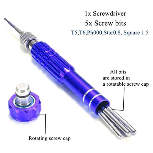 Asraw Micro Screwdriver Set For Mobile, laptop, Camera & Multi-purpose Repairing (T5 / T6 / 1.2/1.5/0.8) Precision Screwdriver Set (Blue) - Image 2
