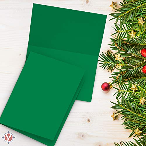 S Superfine Printing Holiday Christmas Green Blank 5x7 Greeting Cards with Green A7 Envelopes (25 per Pack) - Image 2
