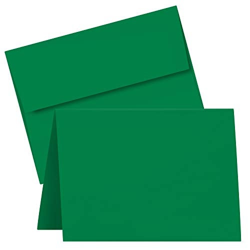 S Superfine Printing Holiday Christmas Green Blank 5x7 Greeting Cards with Green A7 Envelopes (25 per Pack) - Image 1