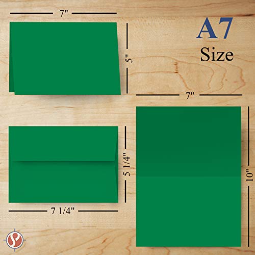 S Superfine Printing Holiday Christmas Green Blank 5x7 Greeting Cards with Green A7 Envelopes (25 per Pack) - Image 5