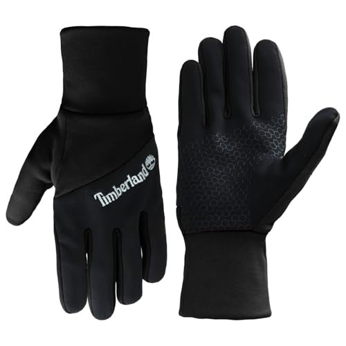 Timberland Men’s Colorblock Conductive Gloves - Palm Fleece Backed, Water Resistant, Touchscreen, Warm Winter Handwear Grip, Black, Large-X-Large - Image 1