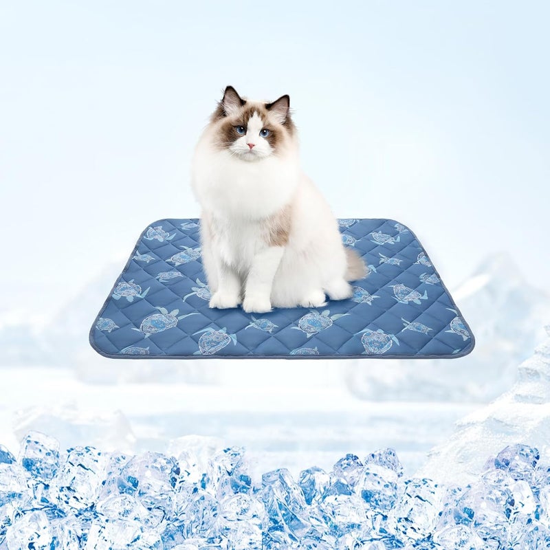 HOMIMP Cool Pet Pad, Summer Cooling Mat & Sleeping Pad, Navy Blue S, 15.5IN x 19.5IN - Image 1