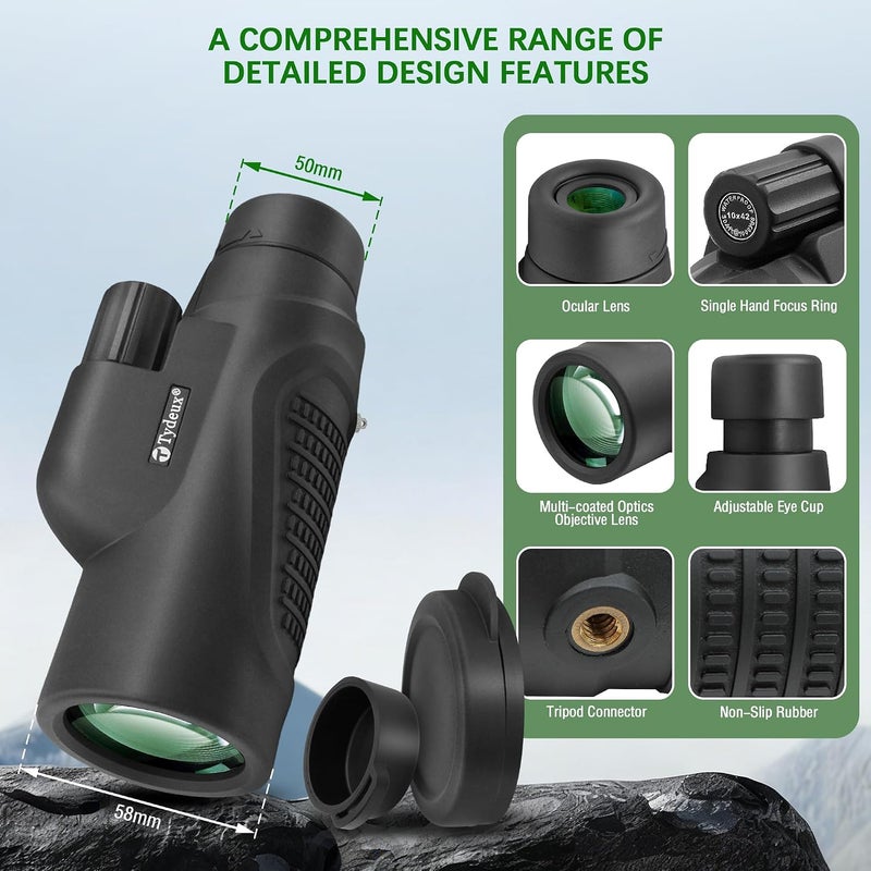 Tydeux 10x42 K9 Prism Waterproof Monocular Telescope for Wildlife Bird Watching Hunting Camping Travel Secenery - Image 4