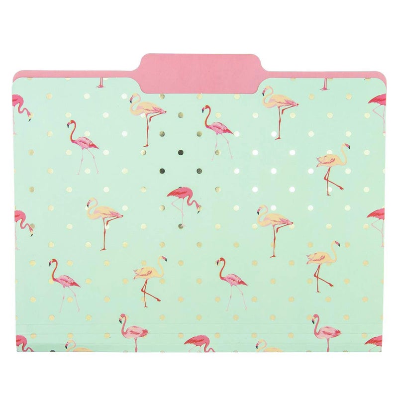 Graphique Flamingo Pink File Folder Set â€“ File Set Includes 9 Folders and 3 Unique Flamingo and Polka Dot Designs, Embellished w/ Gold Foil on Durable Triple-Scored Coated Cardstock, 11.75" x 9.5" - Image 3