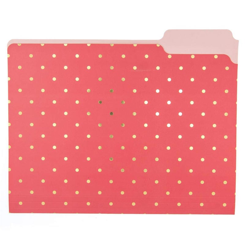 Graphique Flamingo Pink File Folder Set â€“ File Set Includes 9 Folders and 3 Unique Flamingo and Polka Dot Designs, Embellished w/ Gold Foil on Durable Triple-Scored Coated Cardstock, 11.75" x 9.5" - Image 4