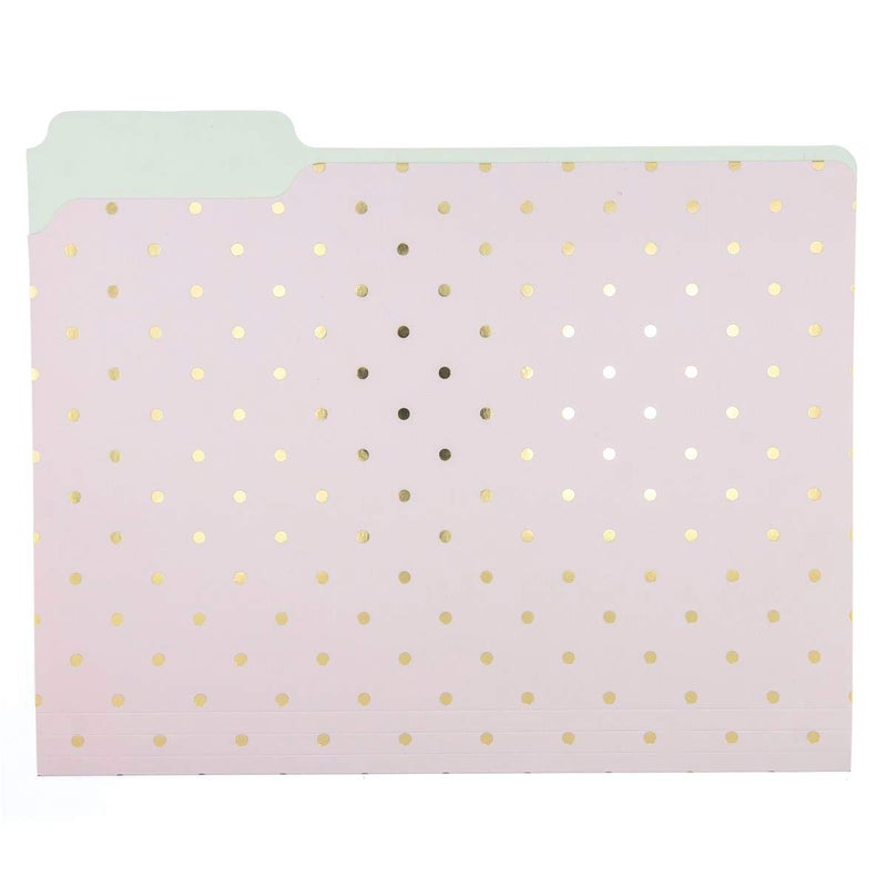 Graphique Flamingo Pink File Folder Set â€“ File Set Includes 9 Folders and 3 Unique Flamingo and Polka Dot Designs, Embellished w/ Gold Foil on Durable Triple-Scored Coated Cardstock, 11.75" x 9.5" - Image 2