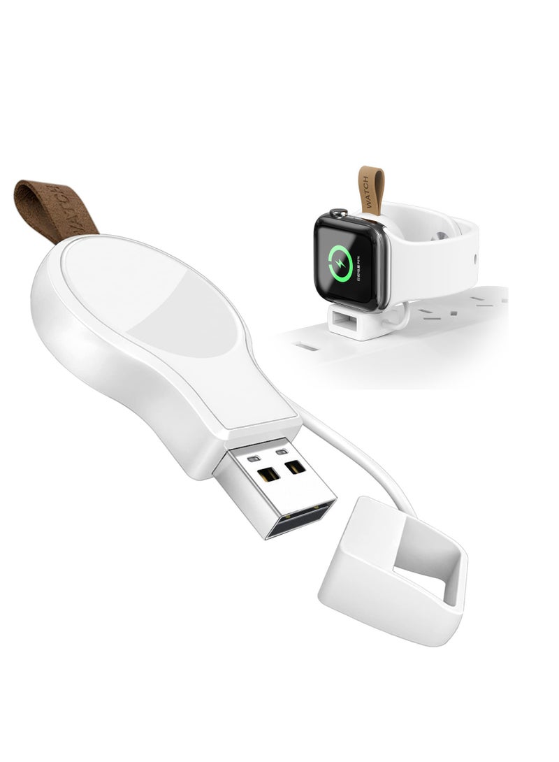 for Apple Watch Portable USB Wireless Charger Magnetic Fast Charging Travel Charger for Apple Watch Series 7/6/5/4/3/2/1/Se (1 Piece, White) - Image 1