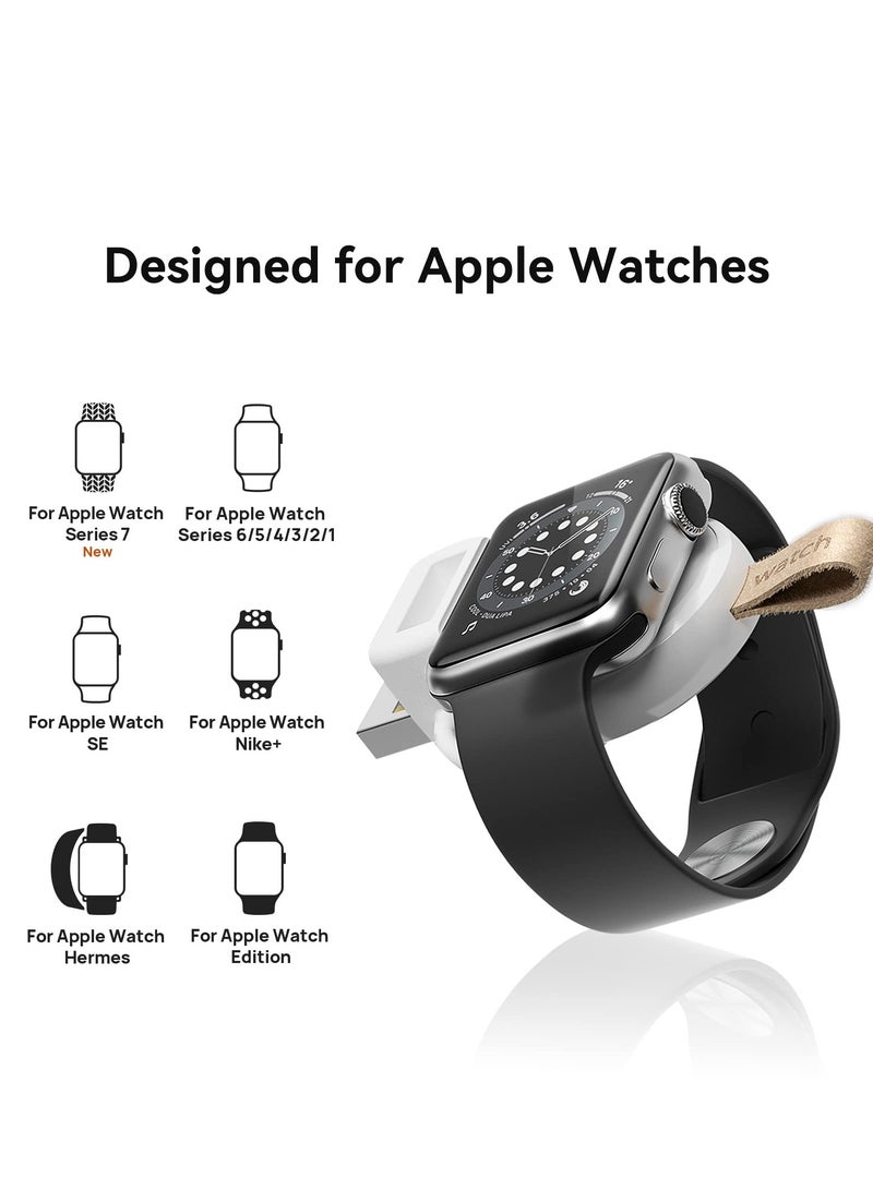 for Apple Watch Portable USB Wireless Charger Magnetic Fast Charging Travel Charger for Apple Watch Series 7/6/5/4/3/2/1/Se (1 Piece, White) - Image 2