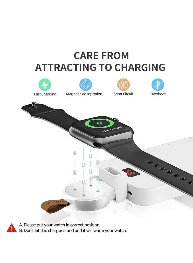 for Apple Watch Portable USB Wireless Charger Magnetic Fast Charging Travel Charger for Apple Watch Series 7/6/5/4/3/2/1/Se (1 Piece, White) - Image 3