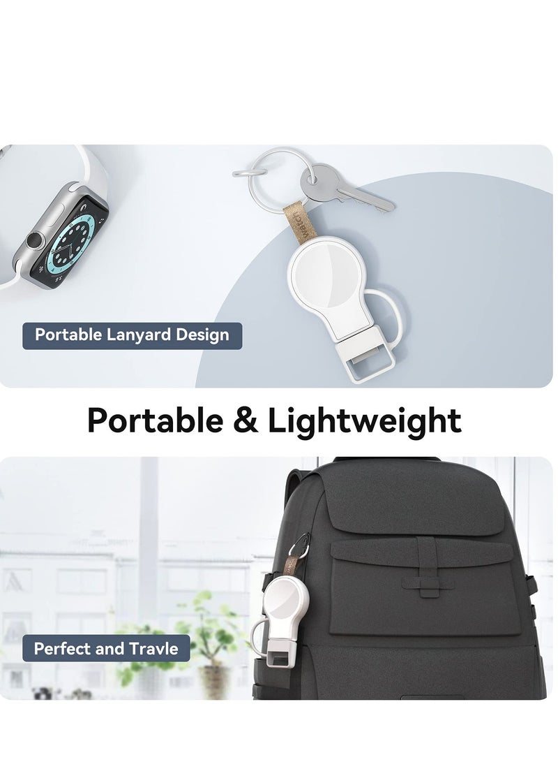 for Apple Watch Portable USB Wireless Charger Magnetic Fast Charging Travel Charger for Apple Watch Series 7/6/5/4/3/2/1/Se (1 Piece, White) - Image 4