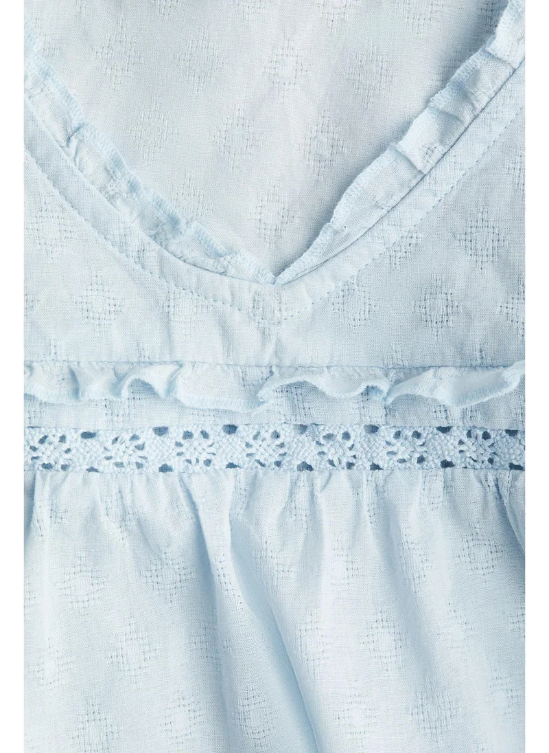 اتش اند ام Frill-trimmed cotton blouse