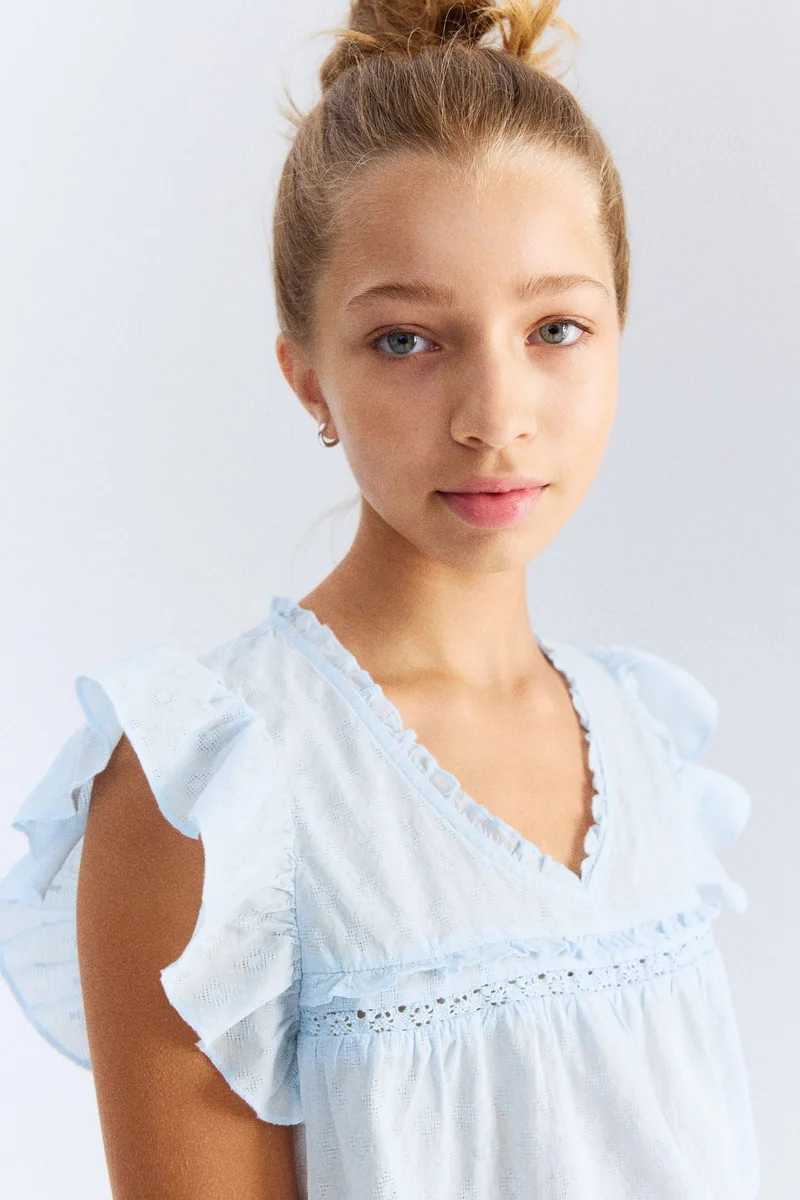 H&M Frill-trimmed cotton blouse