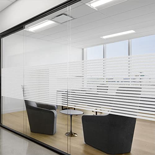 WALLTON Privacy Vinyl Frosted Window Film Glass Sticker Self-Adhesive Film Tint Wallpaper Opaque Sheet for Glass Privacy Cover Window, Door, Office, Home.| Anti-UV. (16x36 Inch, Strip Line) - Image 4