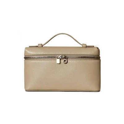 L19 Genuine Leather Handbag Womens gigi Same Shoulder Crossbody Litchi Pattern Calf Leather Bag Kelly Bag All-Match Elegant Elephant Gray (silver buckle)