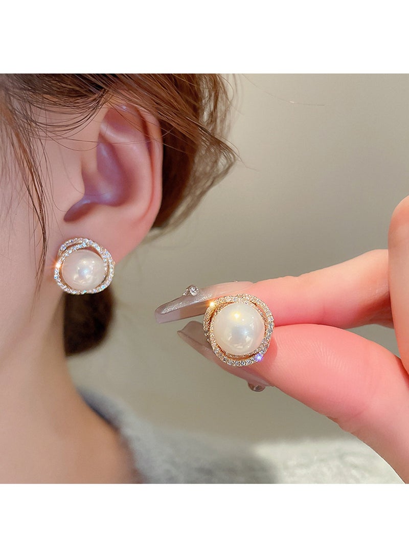 أورافلي أقراط لؤلؤية أنيقة وعصرية، أقراط على طراز هيبورن الفرنسي الرجعي - Image 1