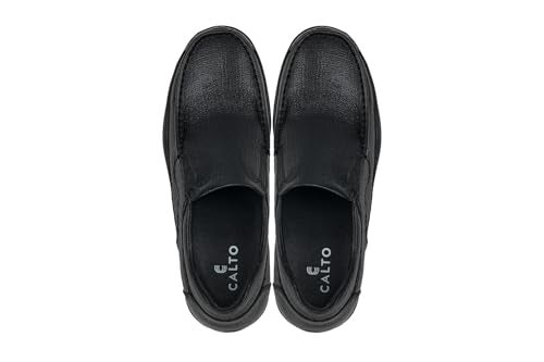 CALTO Men's Invisible Height Increasing Elevator Shoes - Black Premium Leather Slip-on Lightweight Casual Loafers - 3 Inches Taller - G1825 - Size 7 D(M) US - Image 4