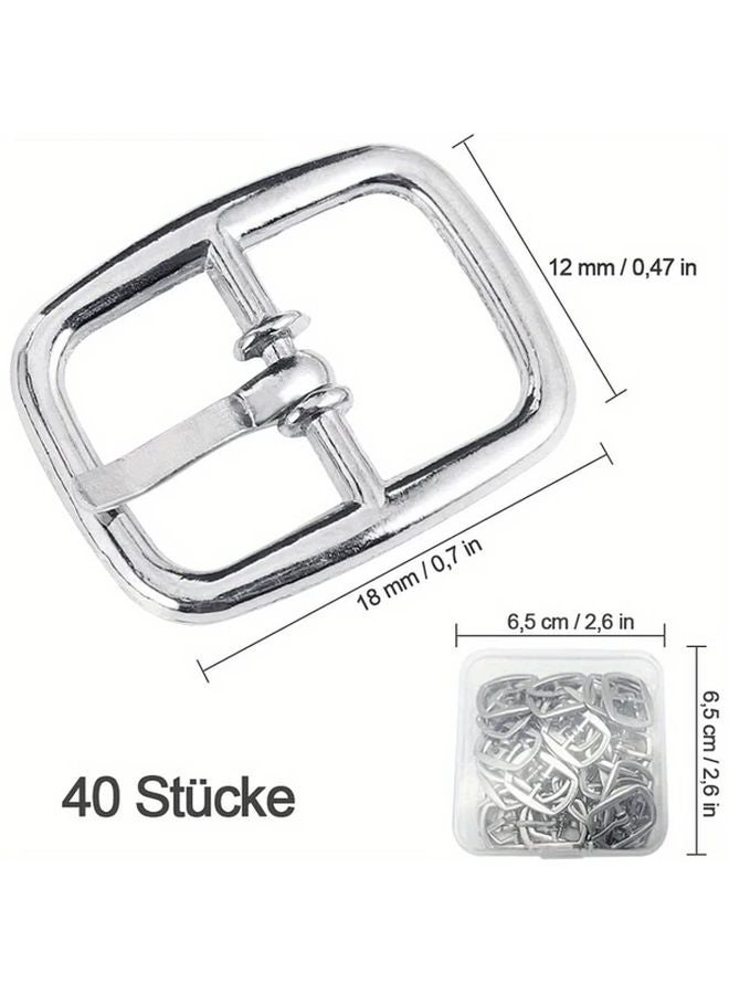 40 Pcs Argent Metal Roll Buckles For DIY Accessories Hardware Shoe Pin Wallet Making - Image 3