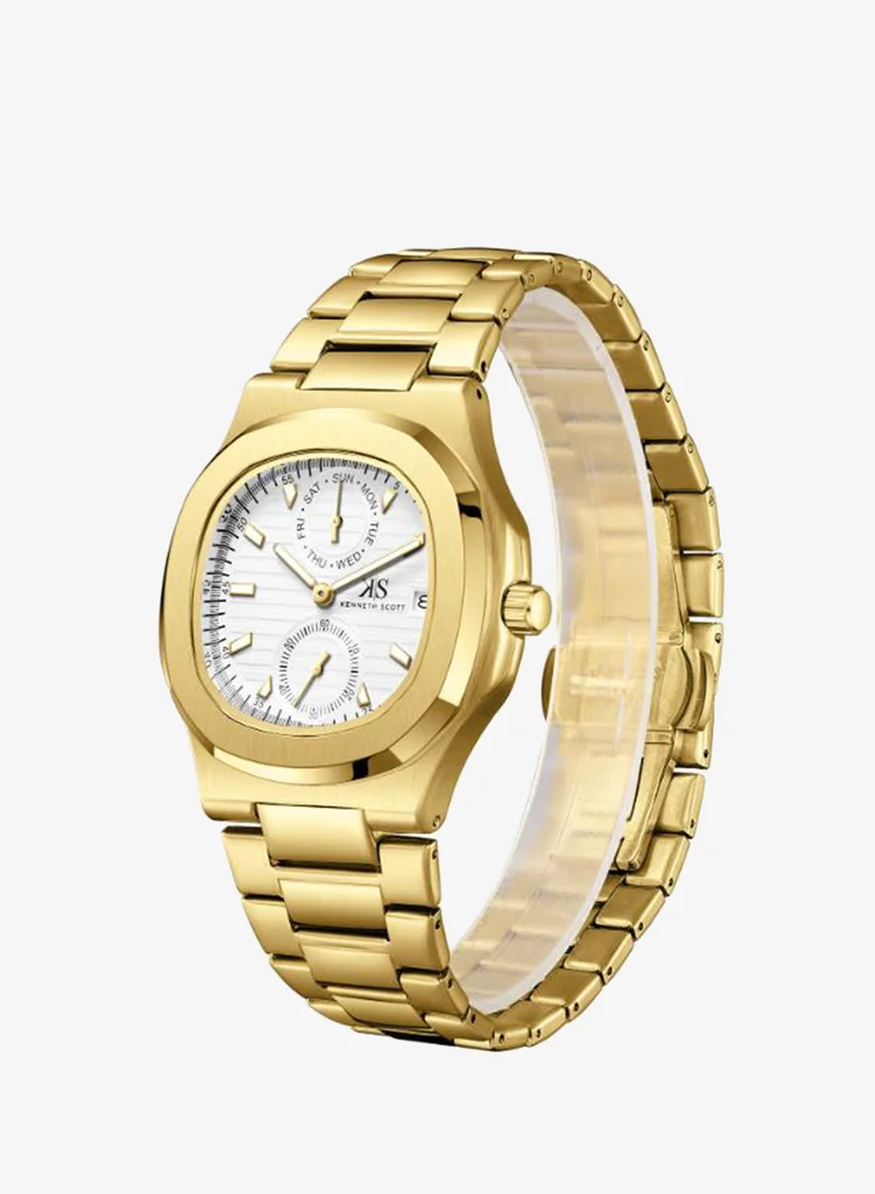 KENNETH SCOTT Men's Stainless Steel Analog Watch K25002-GBGW - 42.7x46.2 mm