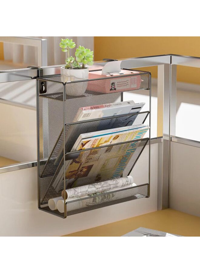 LAMAY 5-Compartment Wall Mounted Hanging File Organizer Cubicle Wall File Holder Vertical Document Organizer for Office Home, Black - Image 4