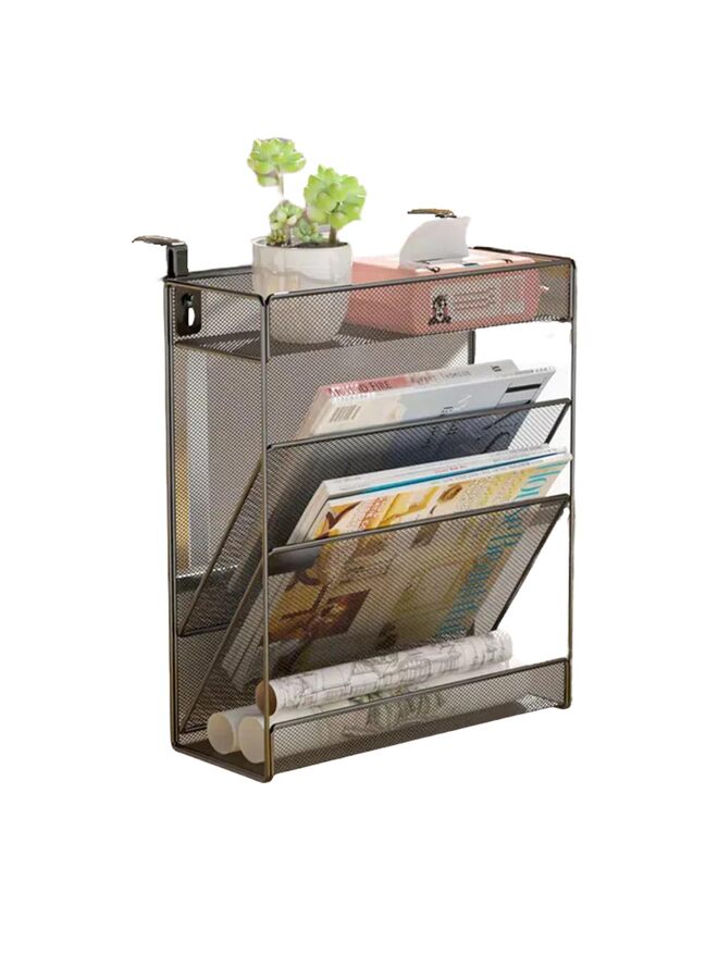 LAMAY 5-Compartment Wall Mounted Hanging File Organizer Cubicle Wall File Holder Vertical Document Organizer for Office Home, Black - Image 3