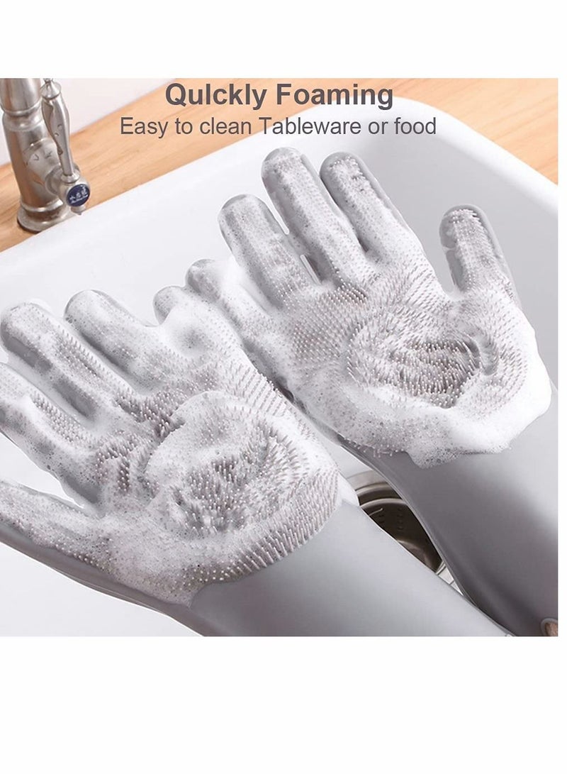 Dishwashing Gloves, Kitchen Cleaning Reusable Multifunctional Silicone with Scrubbers, for Washing Bathroom Car Wash Pet Hair Combing - Image 3