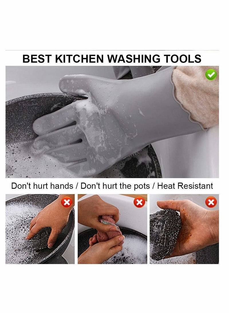 Dishwashing Gloves, Kitchen Cleaning Reusable Multifunctional Silicone with Scrubbers, for Washing Bathroom Car Wash Pet Hair Combing - Image 5