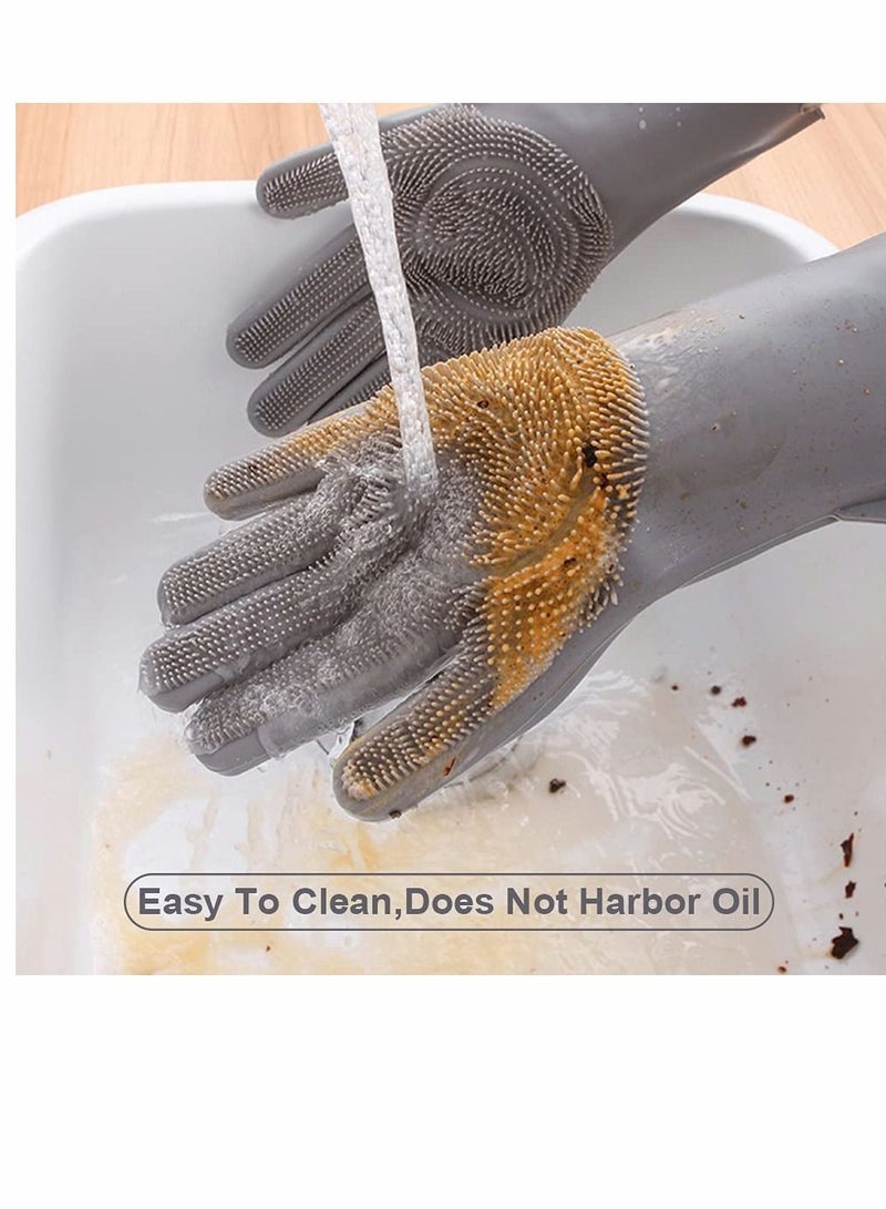 Dishwashing Gloves, Kitchen Cleaning Reusable Multifunctional Silicone with Scrubbers, for Washing Bathroom Car Wash Pet Hair Combing - Image 4