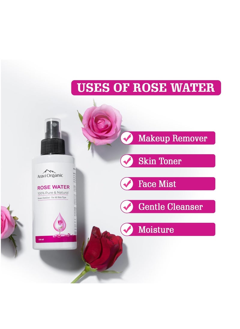 Aravi Organic Aravi Organic Rose Water 150ml For Soothing Any Skin Inflammations Hydrating Your Skin Cleansing Your Pores  - Image 2