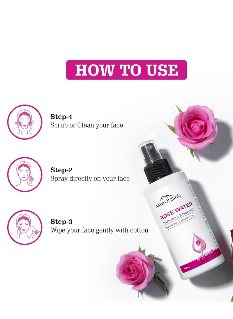 Aravi Organic Aravi Organic Rose Water 150ml For Soothing Any Skin Inflammations Hydrating Your Skin Cleansing Your Pores  - Image 5