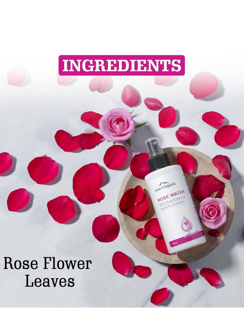 Aravi Organic Aravi Organic Rose Water 150ml For Soothing Any Skin Inflammations Hydrating Your Skin Cleansing Your Pores  - Image 4