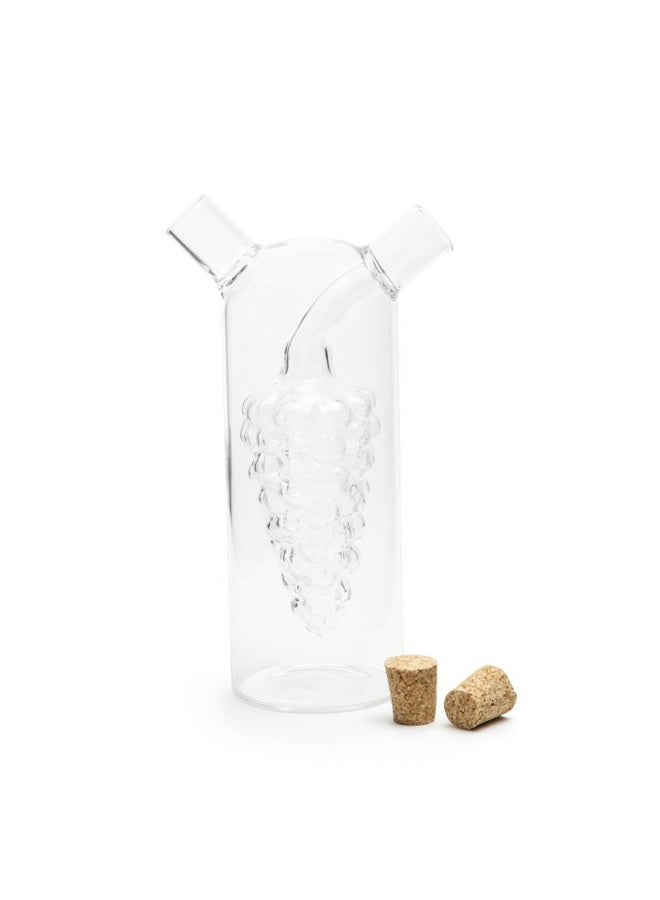 Fox Run 7050 Run Grape Motif Oil and Vinegar Cruet Dispenser Bottle, Clear Borosilicate Glass - Image 2