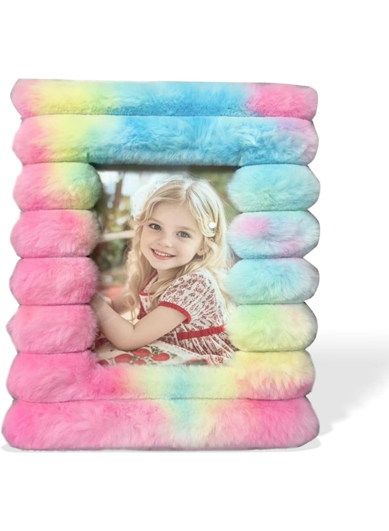 Luckam Picture Frames, Rainbow Plush Photo Frame, Ultra-Soft Decorative Display for Photos & Artwork, Cozy Home Decor Frame for Drawings, Watercolor Paintings & Memorabilia, Machine Washable (4x6 Inch) - Image 1