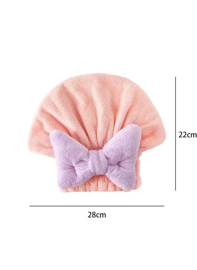 SHREESHANN SHREESHANN Super Absorbent Hair Towel Wrap for Wet Hair Fast Drying Microfiber Hair Drying Towel Cap with Bow Microfiber Hair Towel Wrap for Women Pack of 1 Pink  - Image 2