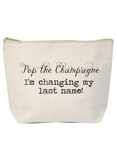Jules Natural Canvas Tote Bag With Zipper Closure Pop The Champagne I'M Changing My Last Name For Bride Wife Engagement Gift  - Image 1