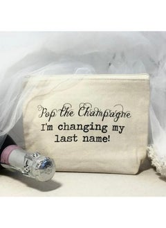 Jules Natural Canvas Tote Bag With Zipper Closure Pop The Champagne I'M Changing My Last Name For Bride Wife Engagement Gift  - Image 2