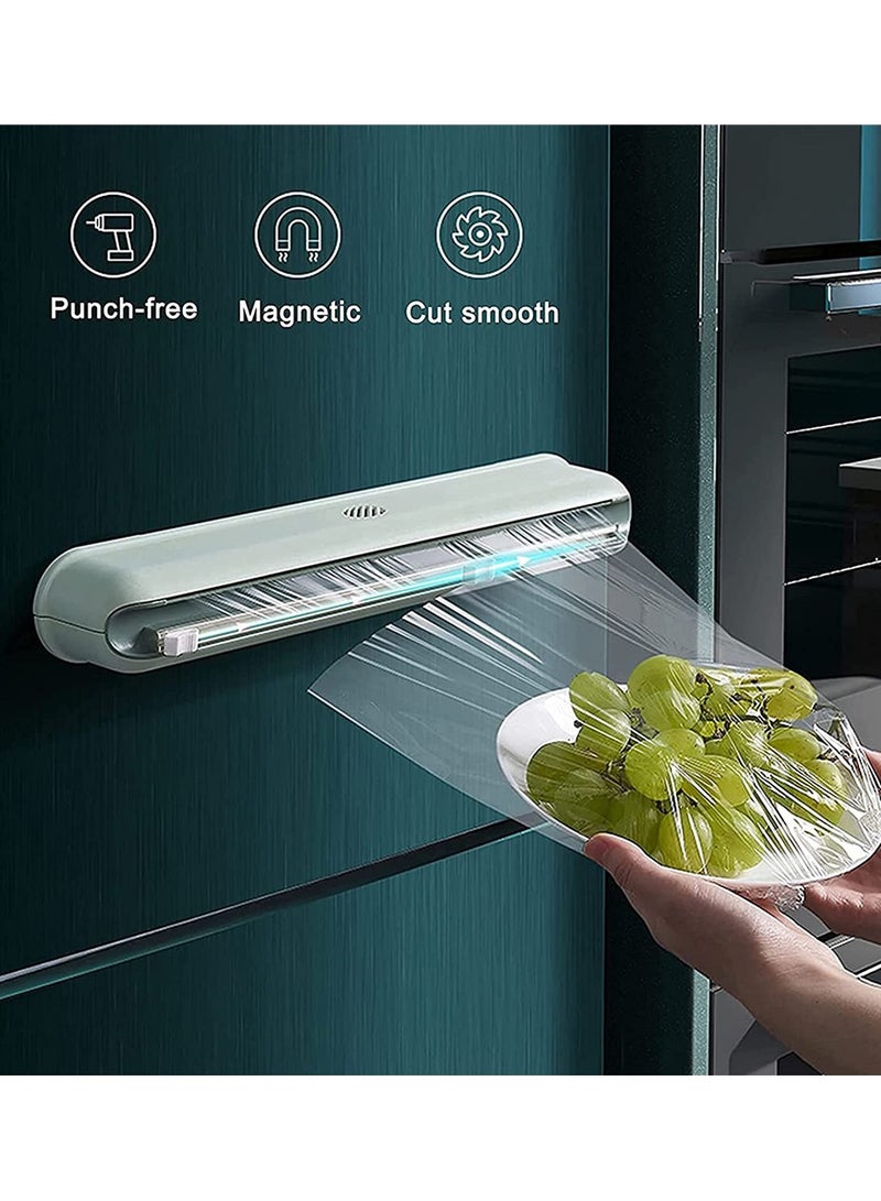 KASTWAVE Cling Film Dispenser with Cutter Reusable Plastic Food Wrap Dispenser Cutter for Cling Film, Tin Foil, Kitchen Wall-Mounted Cling Film Storage and Cutting Box, With 1 Box of Plastic Wrap - Image 4