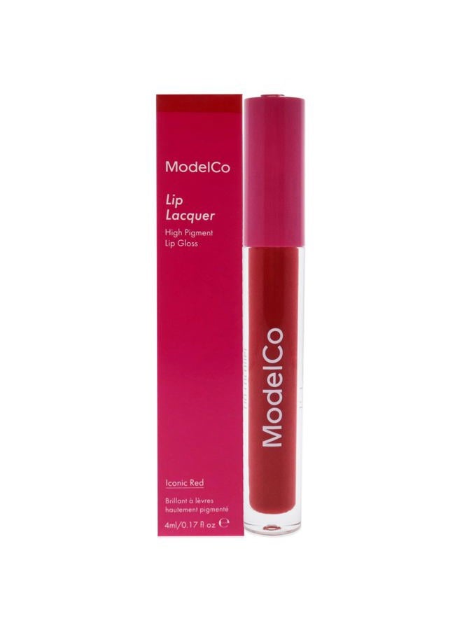 ModelCo Lip Lacquer - High-Pigment, Long-Wear Color - Non-Sticky, Comfortable Finish - Instantly Plumps Lips - Provides All-Day Moisture - Lips Feel Soft, Supple, And Kissable - Iconic Red - 0.17 Oz - Image 1