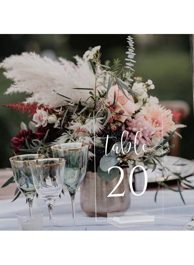 JINMURY JINMURY 20 Pack Acrylic Wedding Table Numbers with Stand- 4x6 Inch Acrylic Table Number 1-20 Printed Calligraphy, Acrylic Table Sign with Holder for Wedding, Events& Parties Centerpieces Decor Clear  - Image 4